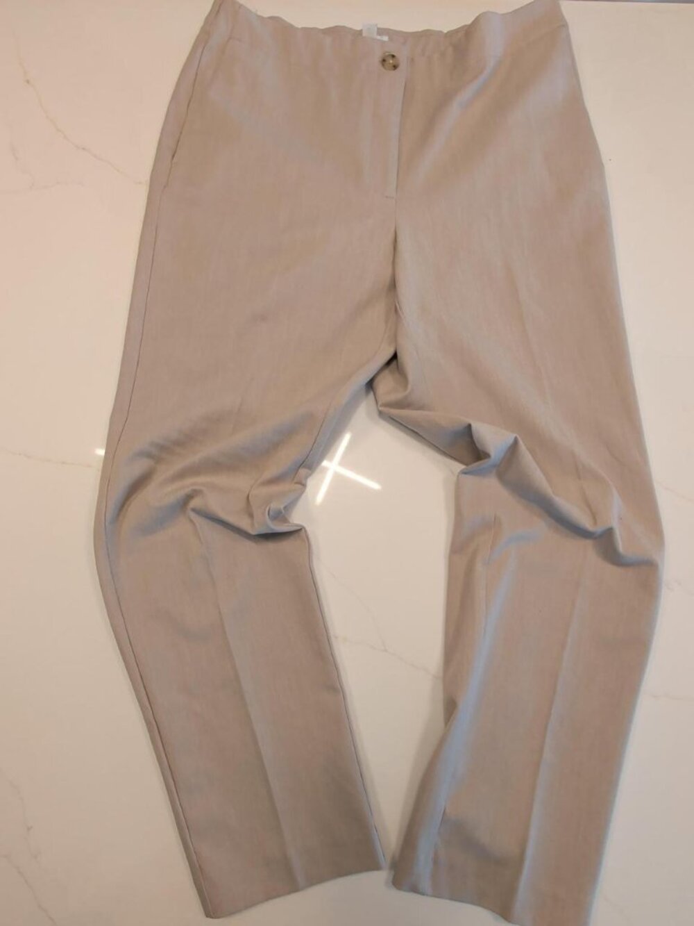 J Jill Sz 10 Dress Pants Women Light Beige Flat Front Heathered Office Siren